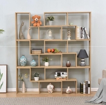 Floor-to-ceiling potted double-sided large capacity room large iron frame Living room storage locker Finishing decoration bookshelf