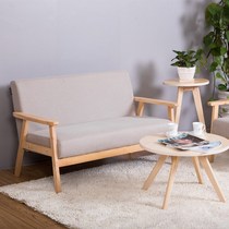 Sofa type Simple three-person group chair Double three-person home Simple style European style sitting small fresh wooden two-person seat