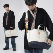 Natsume portable canvas bag retro Japanese tote bag casual denim men and women simple student shoulder