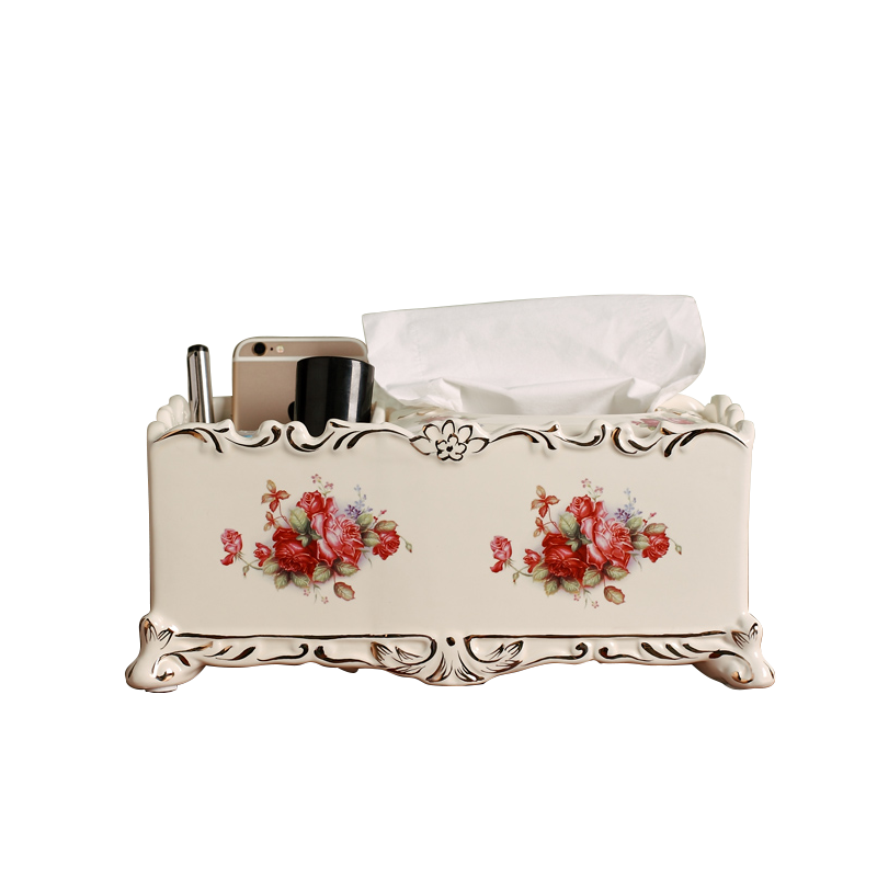 European ceramic multi - function tissue box napkin smoke box receive a case frame sitting room tea table desktop remote control