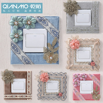 Switch sticker lace protection switch sleeve non-stick fabric socket decorative wall Wall Wall sticker Nordic wind household dust cover