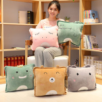 Animal dinosaur pillow blanket warm hand bear cub folding is dual-purpose office car unicorn three-in-one air conditioning blanket