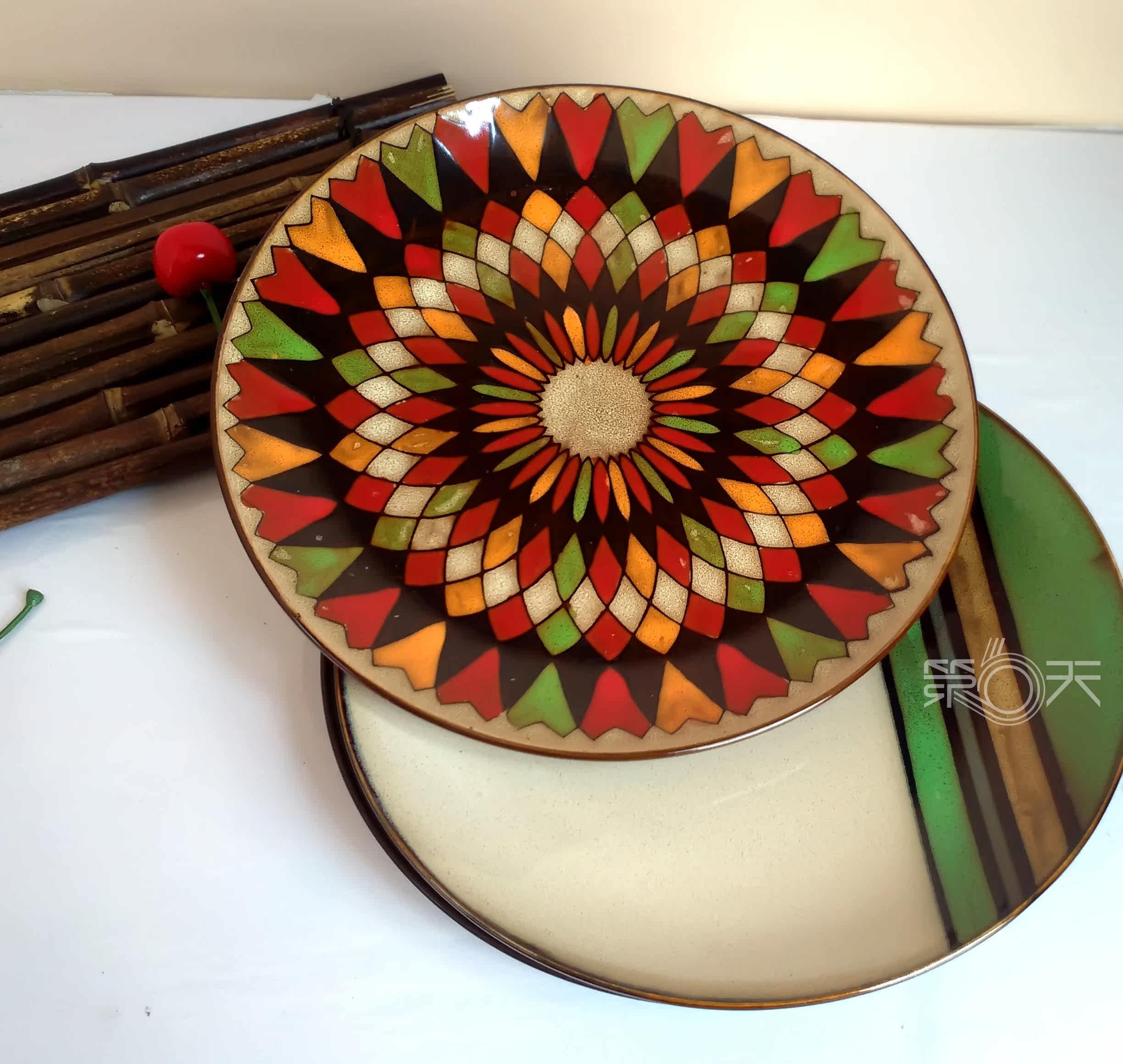 自留创意厨房欧式餐具手绘陶瓷盘创意西餐陶瓷盘装饰挂盘菜盘小号