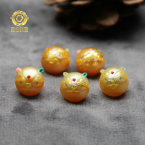 Yibo original hand-carved natural color freshwater seawater pearl Nanyang gold bead cat cat head small cute accessories