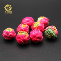 Yibo natural mammoth tooth carving Painted Smoked lotus fruit shower Single bead top bead Multi-treasure clavicle chain