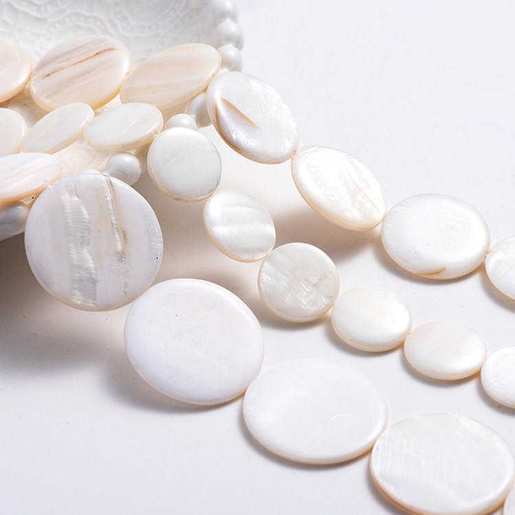 diy贝壳材料 11---30mm淡水贝壳圆片 直孔圆形贝壳高品质 整条