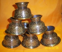 Nepal craft red copper gilt gold water supply bowl height 5cm cup diameter 8cm