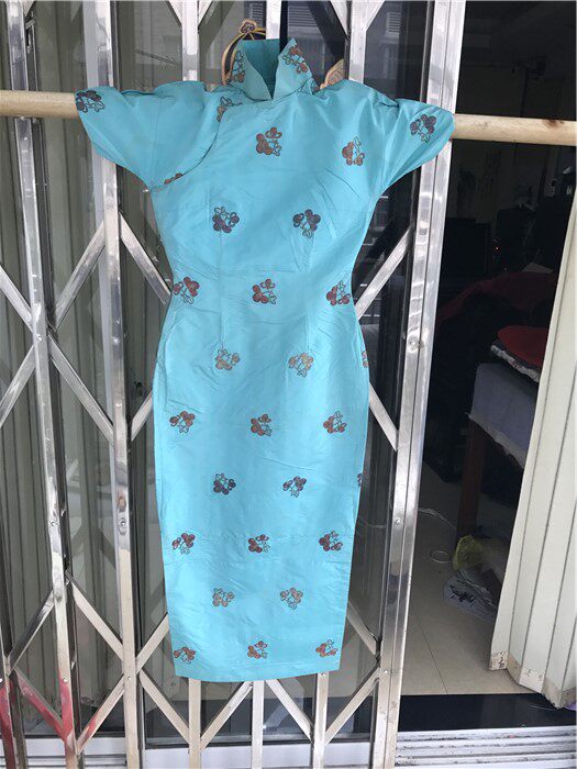 40-50年代精美手工绣花束旗袍老衣服古董收藏