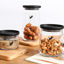 Spot Japan imported Ishizuka black cat glass storage tank sealed jar glass jar