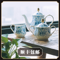 Japan imported narumi Minghai bone china Milano Milano Milano celadon tray Milk Jar sugar pot teapot tea set gift box
