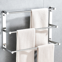 Toilet towel rack stainless steel multi-pole triple towel rod free of punch towels hanging bathroom rack bath towels