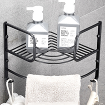 Punching full copper washroom Toilet Bathroom Toilet Wash Terrace Triangular Basket Corner Wall Corner rack wall-mounted black