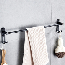 Perforated Bath Towel Rack Black Towel Rack Single Pole Toilet Toilet Toilet Shelve Bathroom Toilet Hanging Pole Pendant-free