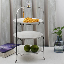 British stainless steel afternoon tea rack three-layer foldable cake snack shelf creative fruit dish dessert display personality