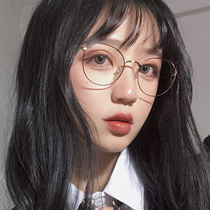 Myopia frame female Korean version of Chao Net red model can be equipped with degrees of Sven black gold wire round frame student flat lens