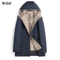 Haining Pai Overcome Mens Mink Whole Mink Liner Fur Integrated Mid-length Hooded Mink Fur Coat Winter Coat