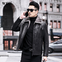 New Haining leather jacket mens short mink fur lapel cowhide down jacket jacket fur winter coat thick