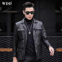 Haining Genuine Leather Mens Short Motorcycle Leather Jacket Goatskin Slim Korean Style Handsome Youth Trendy Coat Thin Section