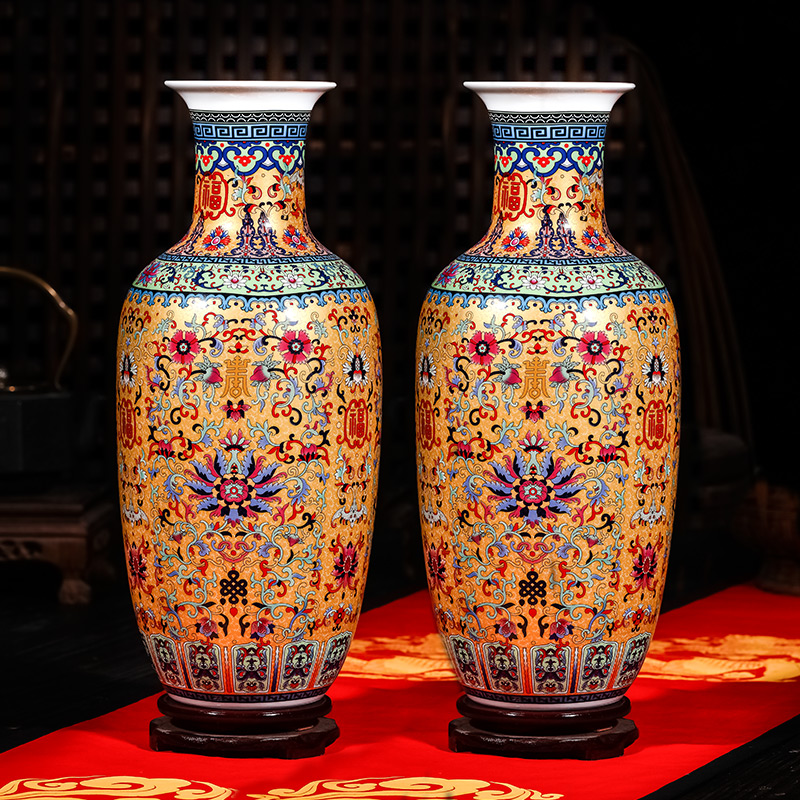 Jingdezhen ceramics of large vases, flower arrangement of modern Chinese style living room TV wine porch decoration furnishing articles