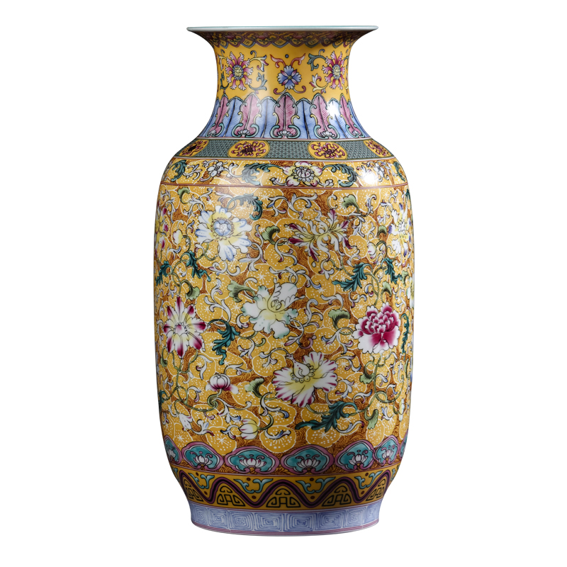 Jingdezhen ceramics colored enamel vase antique flower arranging place of new Chinese style restoring ancient ways the sitting room TV cabinet decoration