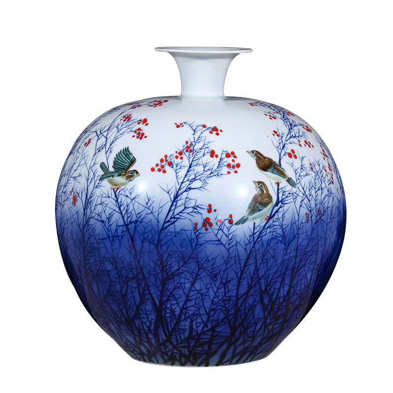 Jingdezhen ceramics by hand draw blue and white porcelain vase pomegranate bottles of large Chinese style living room home decoration furnishing articles