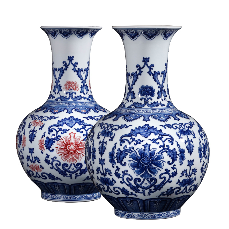 Jingdezhen ceramics hand - made antique blue and white porcelain vase furnishing articles sitting room flower arranging large Chinese style household ornaments