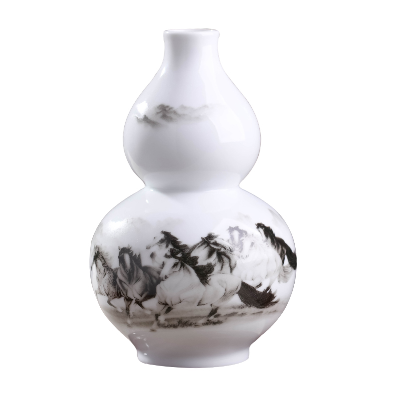 Jingdezhen chinaware bottle gourd vases, flower arranging new sitting room of Chinese style household furnishing articles rich ancient frame decorative arts and crafts