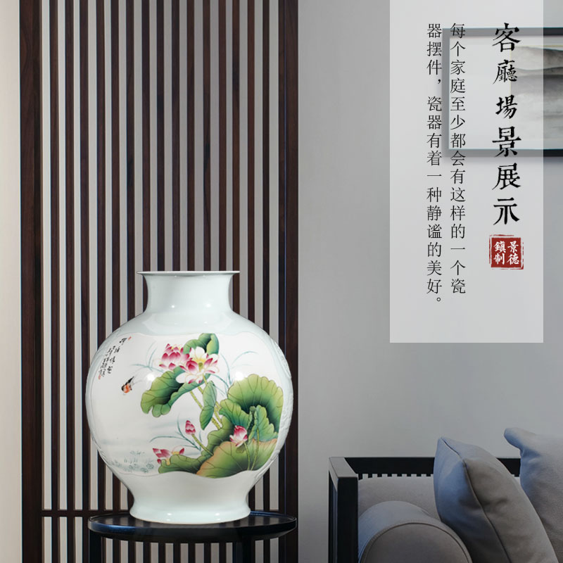 Jingdezhen ceramic masters hand shadow blue vase carving furnishing articles sitting room flower arranging high - grade Chinese style household ornaments