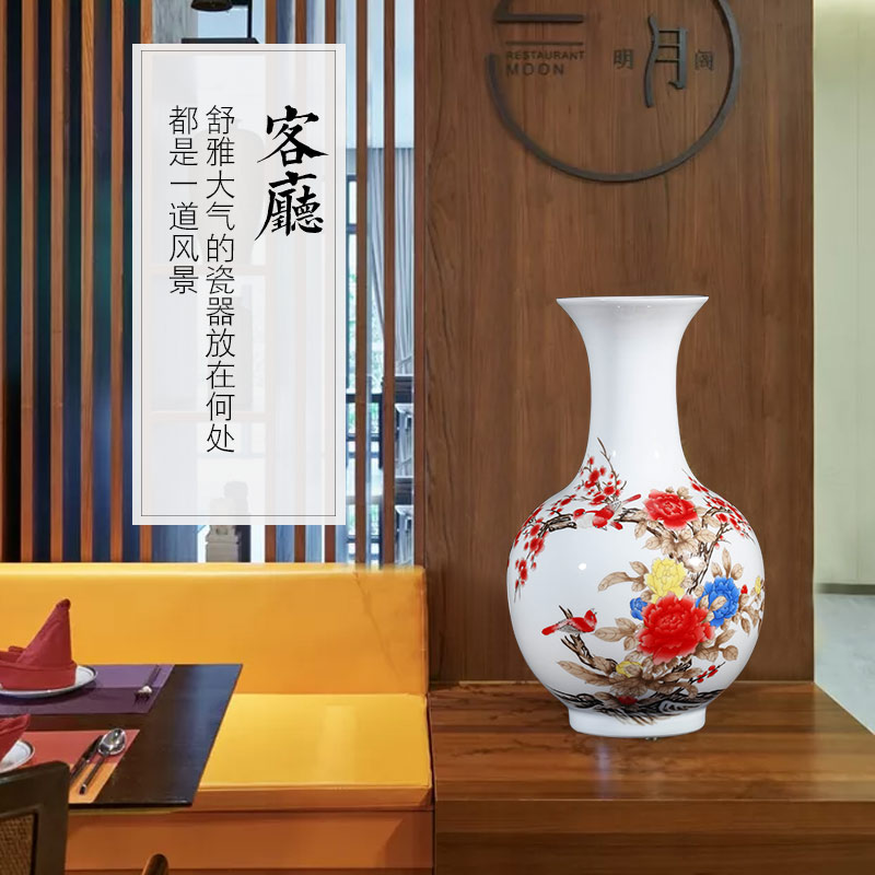 Jingdezhen ceramics powder enamel vase furnishing articles flower arranging rich ancient frame of Chinese style household wine sitting room adornment