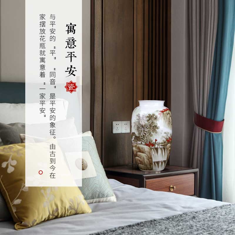 Jingdezhen ceramics hand - made landscape painting vases, flower arranging large Chinese style household furnishing articles, the sitting room porch decoration