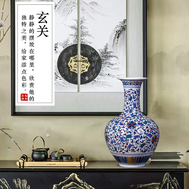 Jingdezhen ceramics antique blue and white porcelain vases, flower arranging large Chinese style household furnishing articles, the sitting room porch decorations