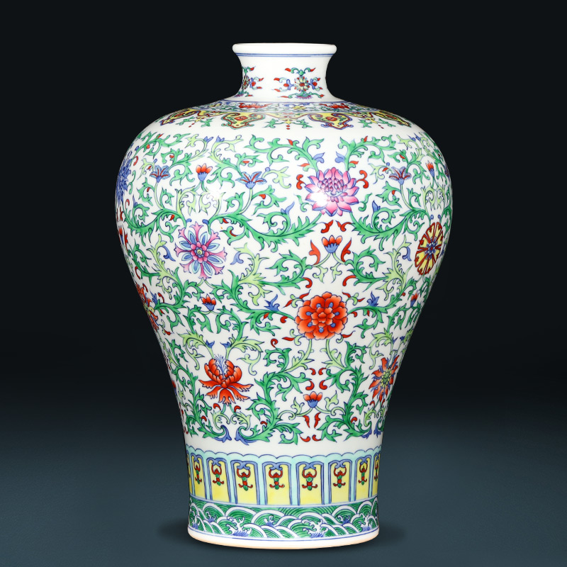 Jingdezhen ceramics imitation yongzheng hand - made color bucket vases, flower arranging archaize sitting room of the new Chinese style household adornment furnishing articles