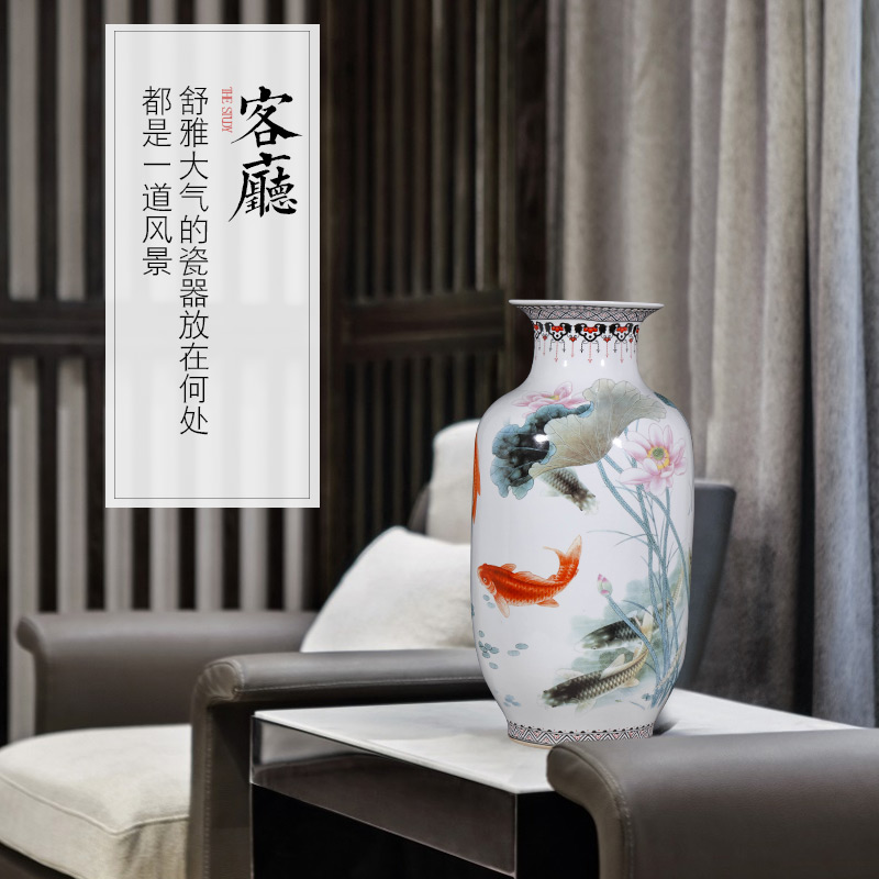 Jingdezhen ceramics powder enamel ground vases, flower arranging home sitting room porch place large TV ark, decorations