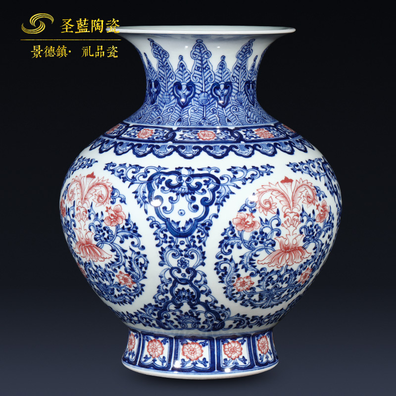 Jingdezhen ceramics antique hand - made of blue and white porcelain vases, the place of the sitting room porch decoration of the new Chinese style decoration