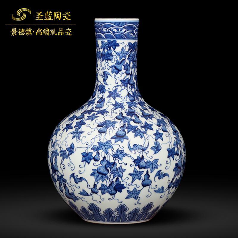 Jingdezhen ceramics hand - made archaize sitting room of blue and white porcelain vases, flower arrangement home decoration handicraft furnishing articles