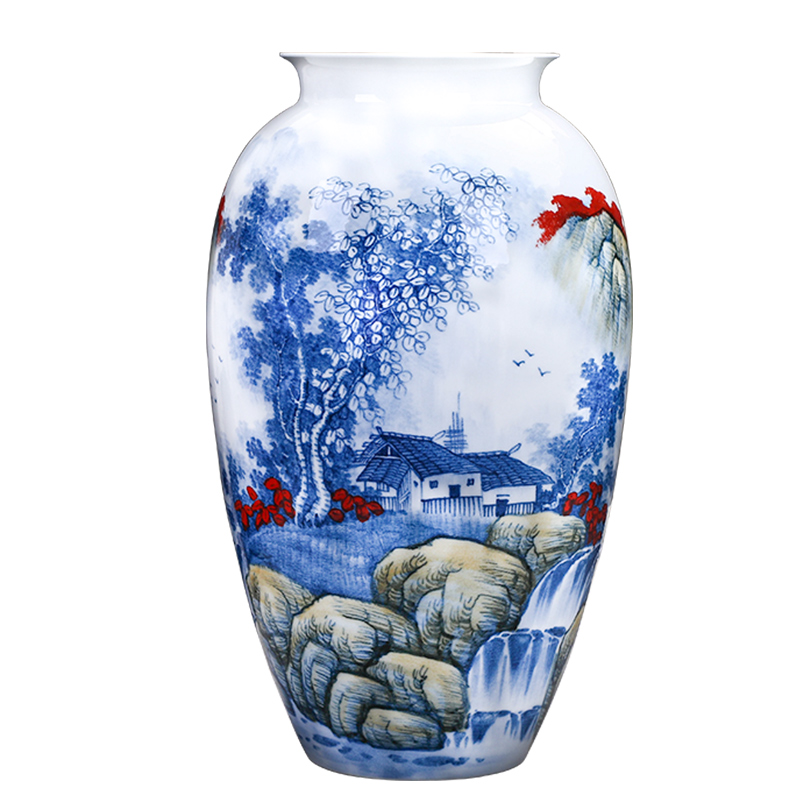 Jingdezhen ceramics hand - made of blue and white porcelain vases, flower arrangement place large new Chinese style office sitting room adornment