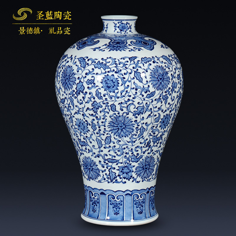 Jingdezhen ceramics imitation qianlong hand - made of blue and white porcelain vases, the place of the sitting room porch decoration of the new Chinese style