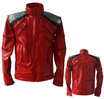 ★MJ★Michael Jackson Classic Beat it Eschew Red Lacquered Belt Glitter Bombshell Jacket
