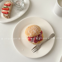 ins simple white ceramic plate breakfast plate steak plate Round Oval Western plate salad dessert plate