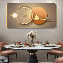 2022 new restaurant Decorative Painting Clock Light Lavish Dining Room Backdrop Wall Hanging Painting Living-room Upscale Muted Watch Mural