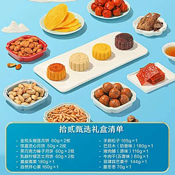 【良品铺子】拾贰甄选月饼礼盒1555g[120元优惠券]-寻折猪