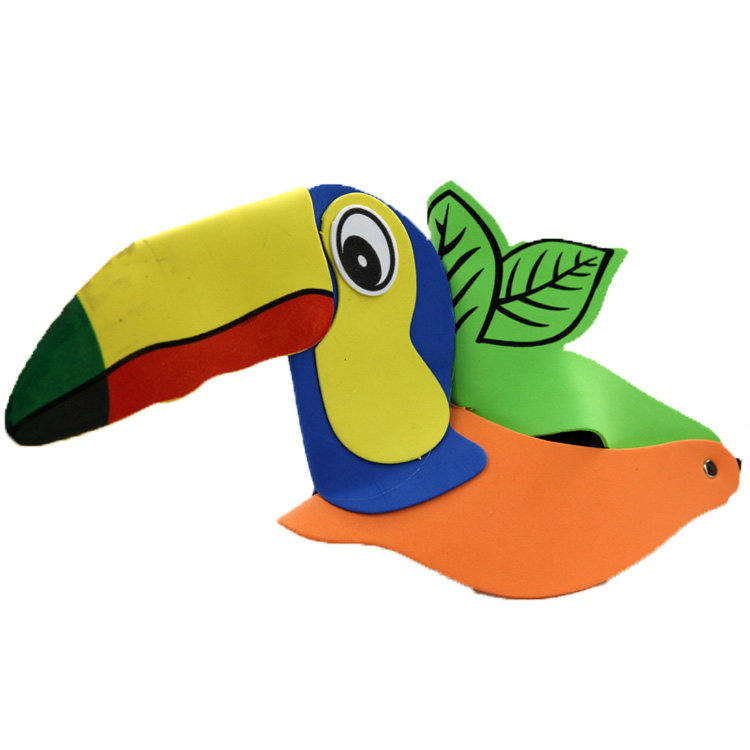 eva幼儿园表演道具小鸟头饰动物头套鹦鹉啄木鸟老鹰小燕子帽子