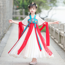 Original childrens Hanfu girls summer chests dress Chinese style super fairy dress summer thin short sleeve skirt
