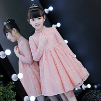 Girls dresses Autumn and winter Western style childrens cheongsam skirts Spring red Winter princess dresses Little girl dresses plus velvet