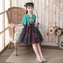 Girl costume Hanfu Cherry Blossom Super fairy girl Chinese dress antique childrens dress fairy summer
