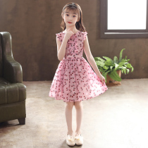 Girls Chiffon Dress Summer 2021 New Childrens Dress Western Princess Dress Childrens Wear Little Flower Skirt Summer