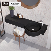 Washbasin Wall-mounted washbasin artificial stone small apartment household bathroom creative P-shaped washbasin size customization
