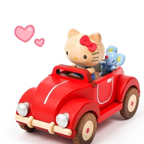 jeancard Music Box Wooden Kitty Theme Car Gives Girlfriend Girl Children's Birthday Valentine's Day Gift