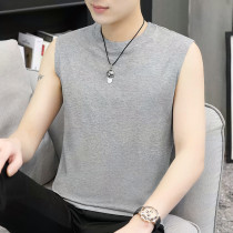 Vest mens fashion summer cotton sleeveless sports fitness waistcoat 2021 summer mens new wide shoulder T-shirt undershirt