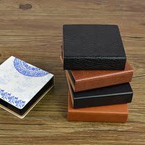 Desktop note box imitation leather square note book business office stationery note paper can be printed custom LOGO